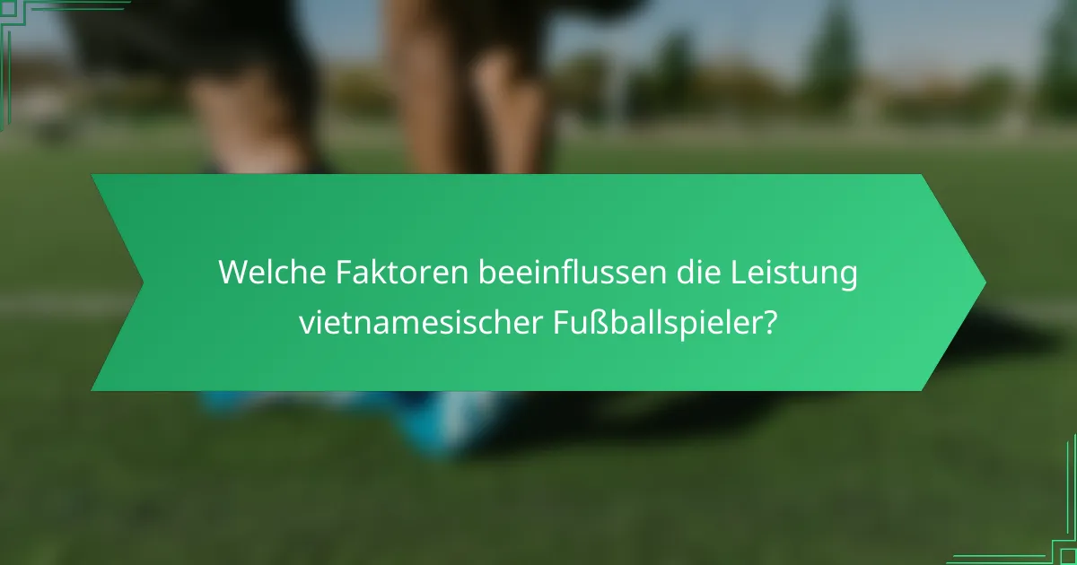 Welche Faktoren beeinflussen die Leistung vietnamesischer Fußballspieler?