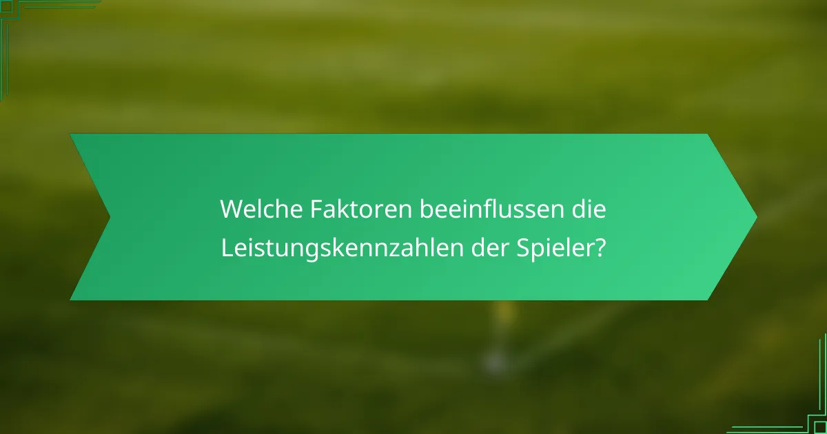 Welche Faktoren beeinflussen die Leistungskennzahlen der Spieler?