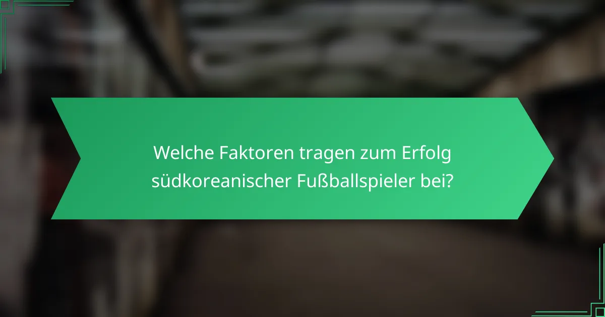 Welche Faktoren tragen zum Erfolg südkoreanischer Fußballspieler bei?