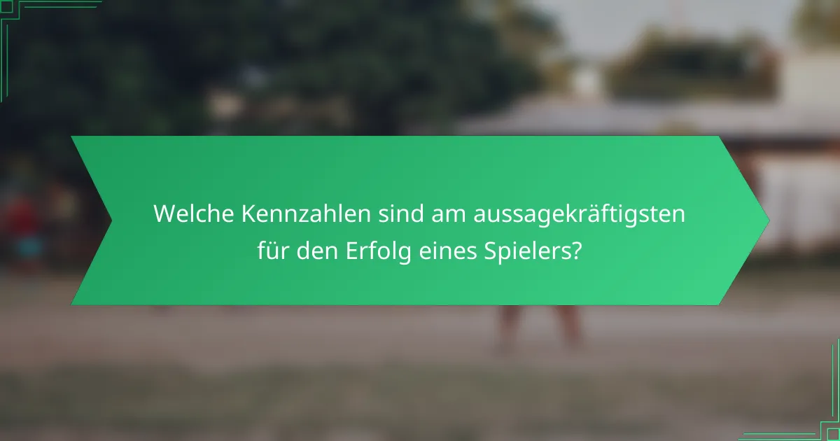 Welche Kennzahlen sind am aussagekräftigsten für den Erfolg eines Spielers?