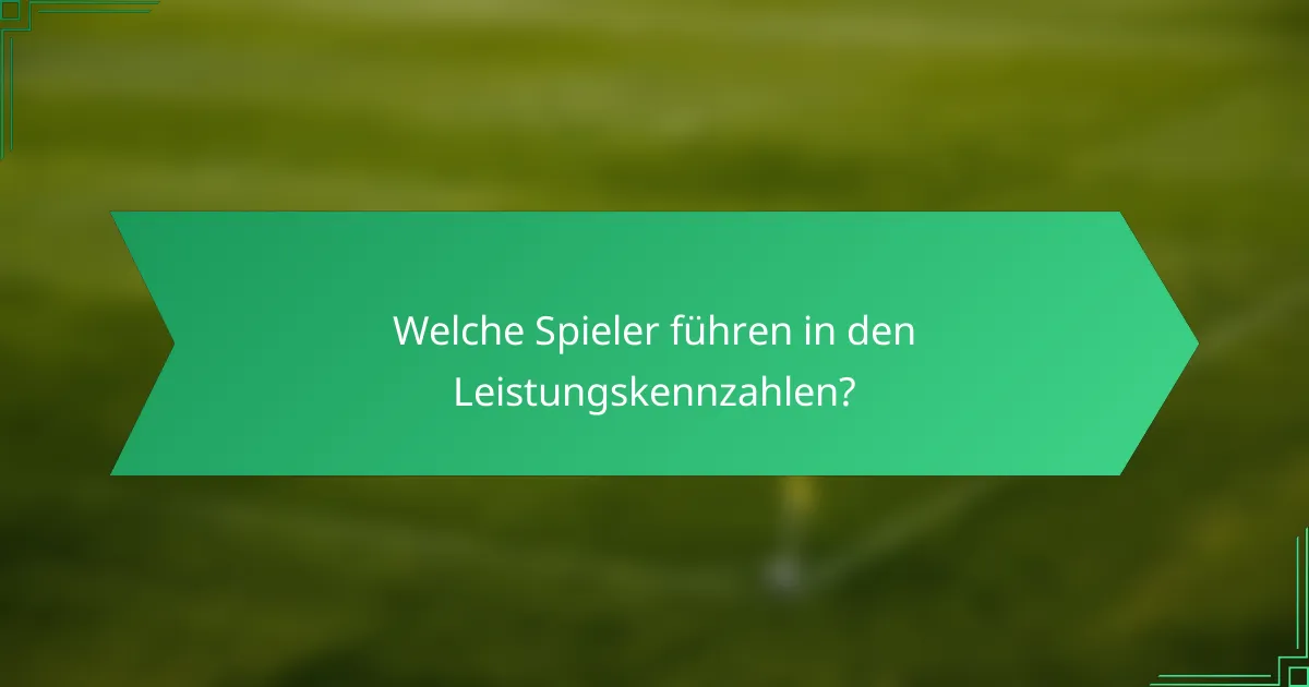 Welche Spieler führen in den Leistungskennzahlen?