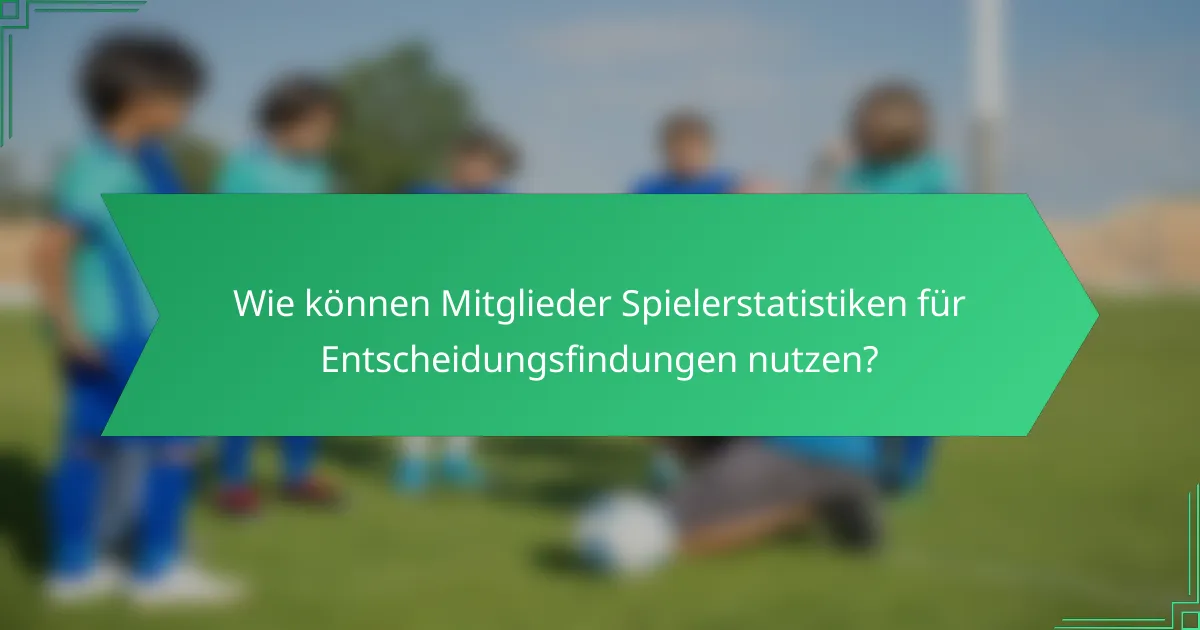 Wie können Mitglieder Spielerstatistiken für Entscheidungsfindungen nutzen?