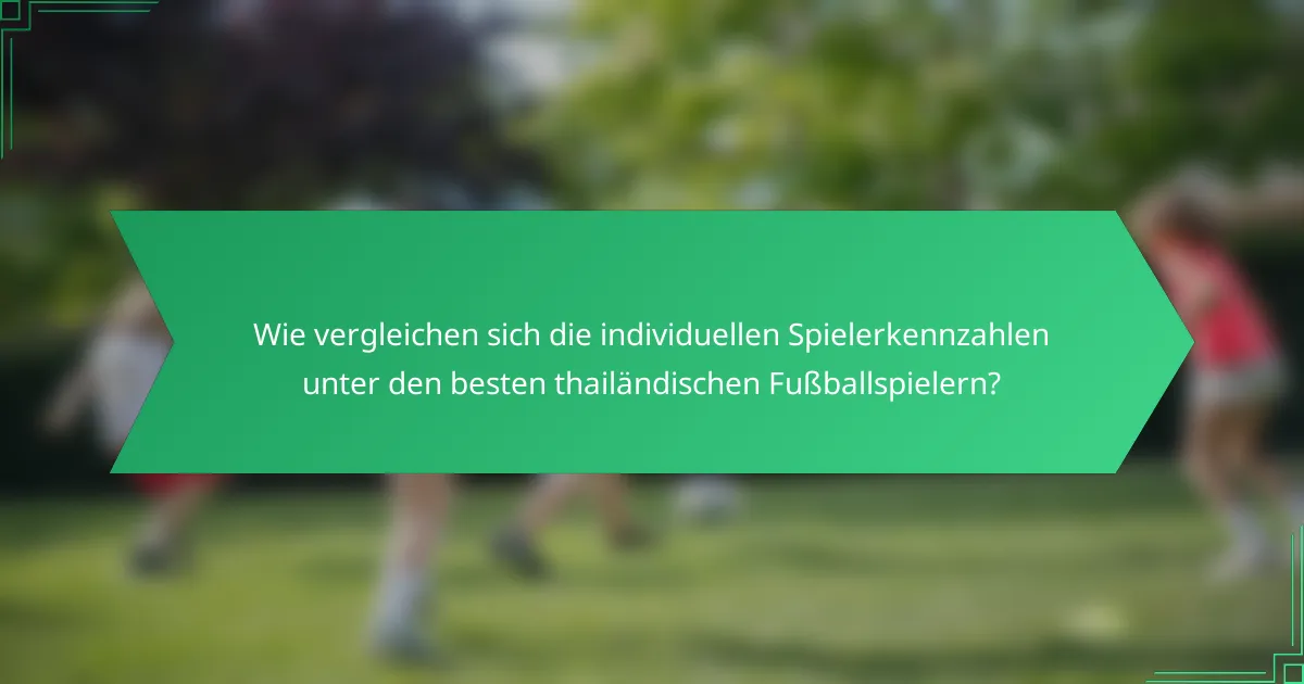 Wie vergleichen sich die individuellen Spielerkennzahlen unter den besten thailändischen Fußballspielern?